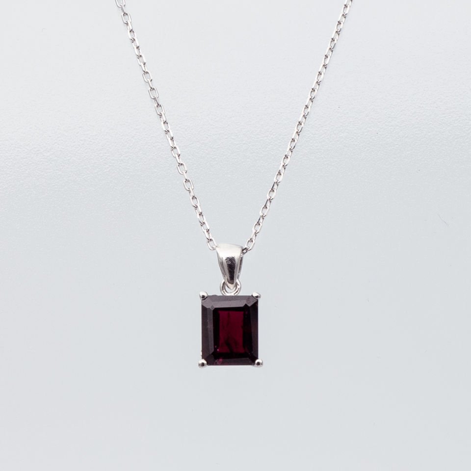 Garnet Lal Garnet 925 Gümüş Ayar Gümüş Kolye