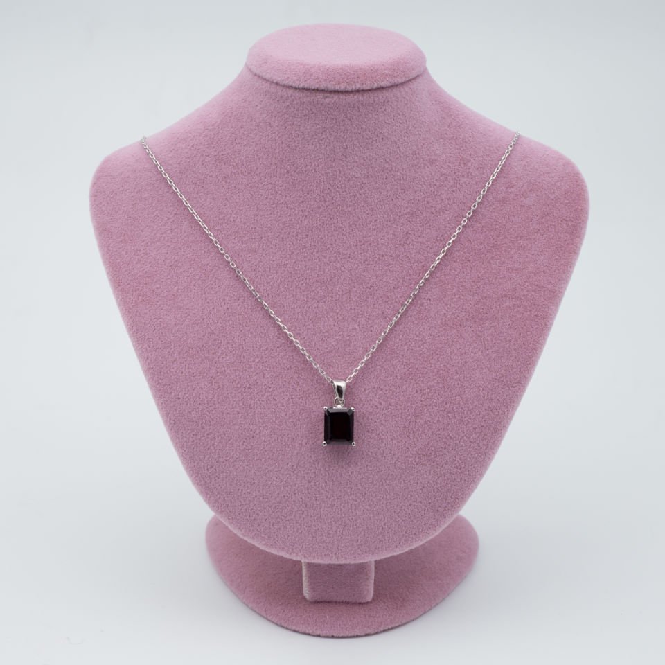 Garnet Lal Garnet 925 Gümüş Ayar Gümüş Kolye