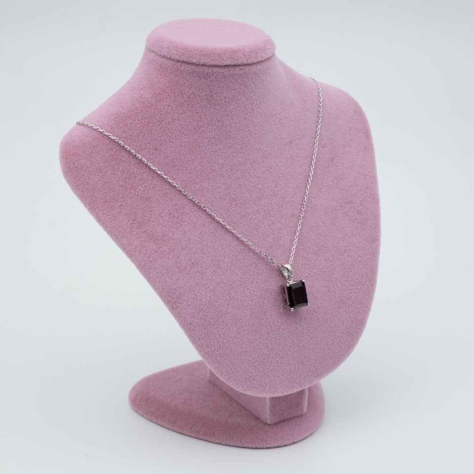 Garnet Lal Garnet 925 Gümüş Ayar Gümüş Kolye