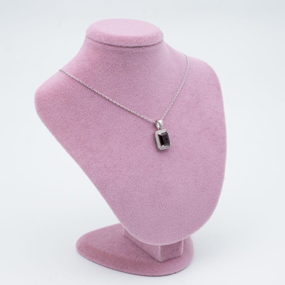 Garnet Lal 925 Gümüş Ayar Gümüş Kolye