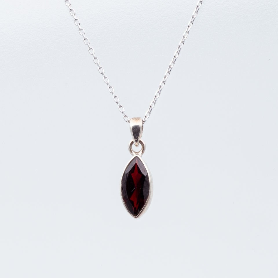Garnet Lal 925 Gümüş Ayar Gümüş Kolye