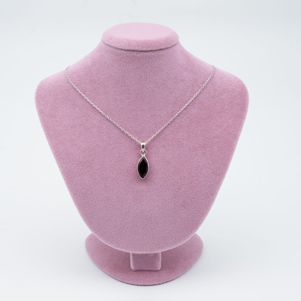 Garnet Lal 925 Gümüş Ayar Gümüş Kolye