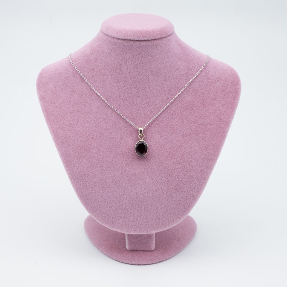 Garnet Lal 925 Gümüş Ayar Gümüş Kolye