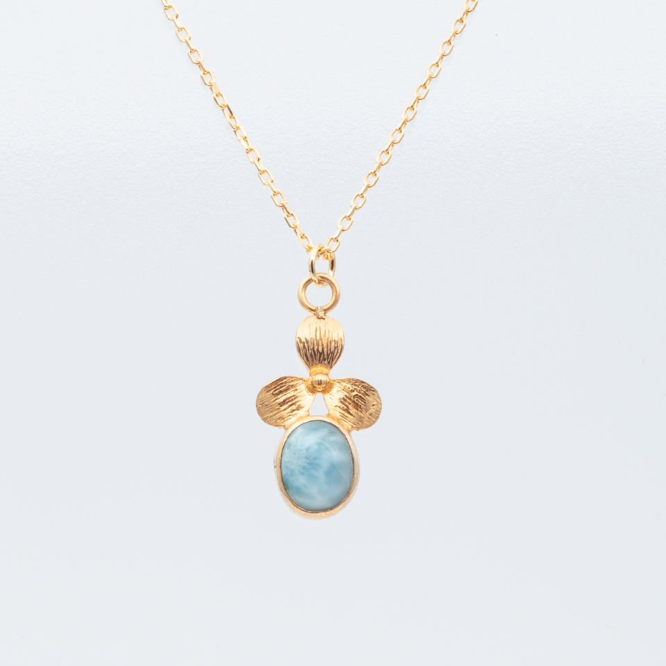 Larimar Doğaltaş 925 Gümüş Ayar Gümüş Kolye