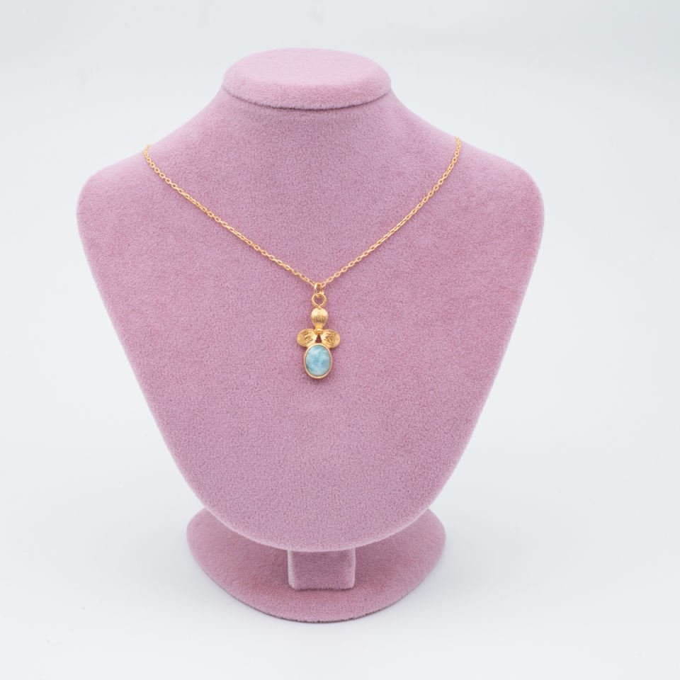 Larimar Doğaltaş 925 Gümüş Ayar Gümüş Kolye