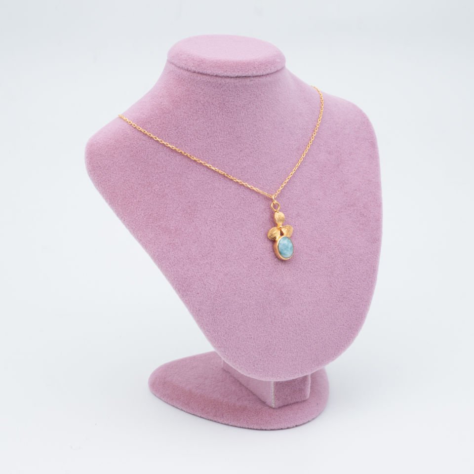 Larimar Doğaltaş 925 Gümüş Ayar Gümüş Kolye