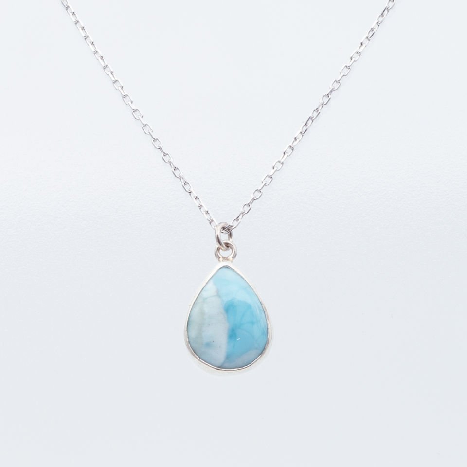 Larimar Doğaltaş 925 Gümüş Ayar Gümüş Kolye