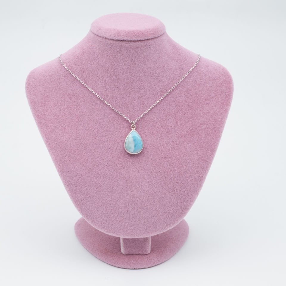 Larimar Doğaltaş 925 Gümüş Ayar Gümüş Kolye