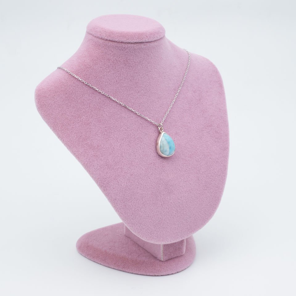 Larimar Doğaltaş 925 Gümüş Ayar Gümüş Kolye