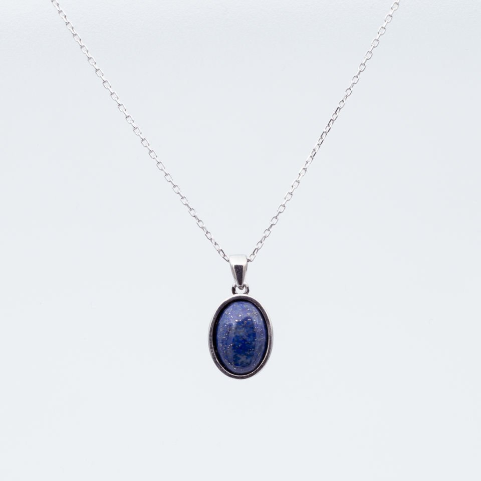 Lapis Lazuli Doğaltaş 925 Gümüş Ayar Gümüş Kolye