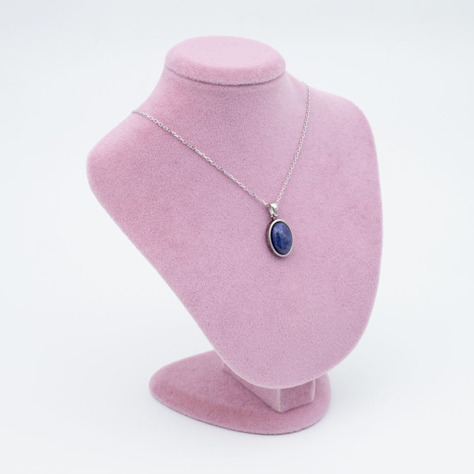 Lapis Lazuli Doğaltaş 925 Gümüş Ayar Gümüş Kolye