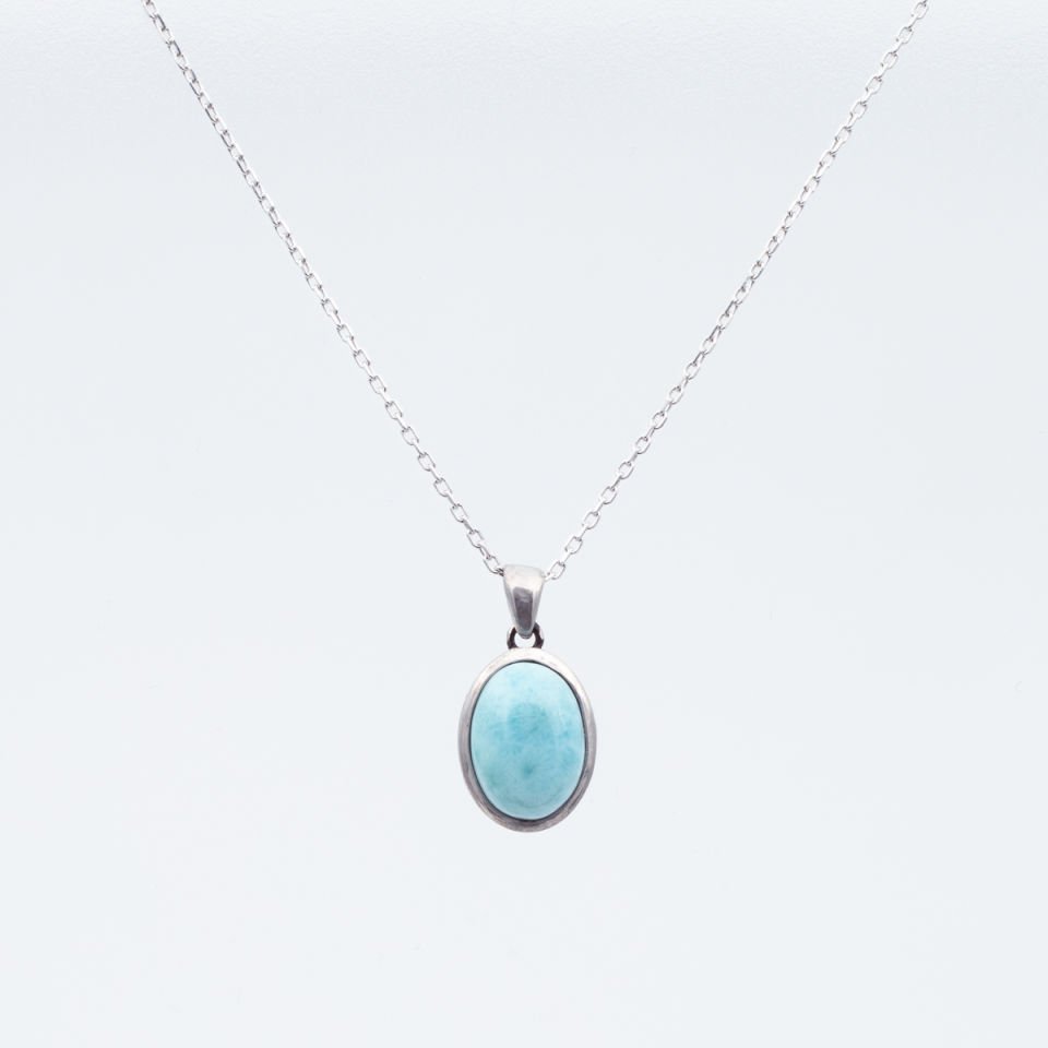 Larimar Doğaltaş 925 Gümüş Ayar Gümüş Kolye