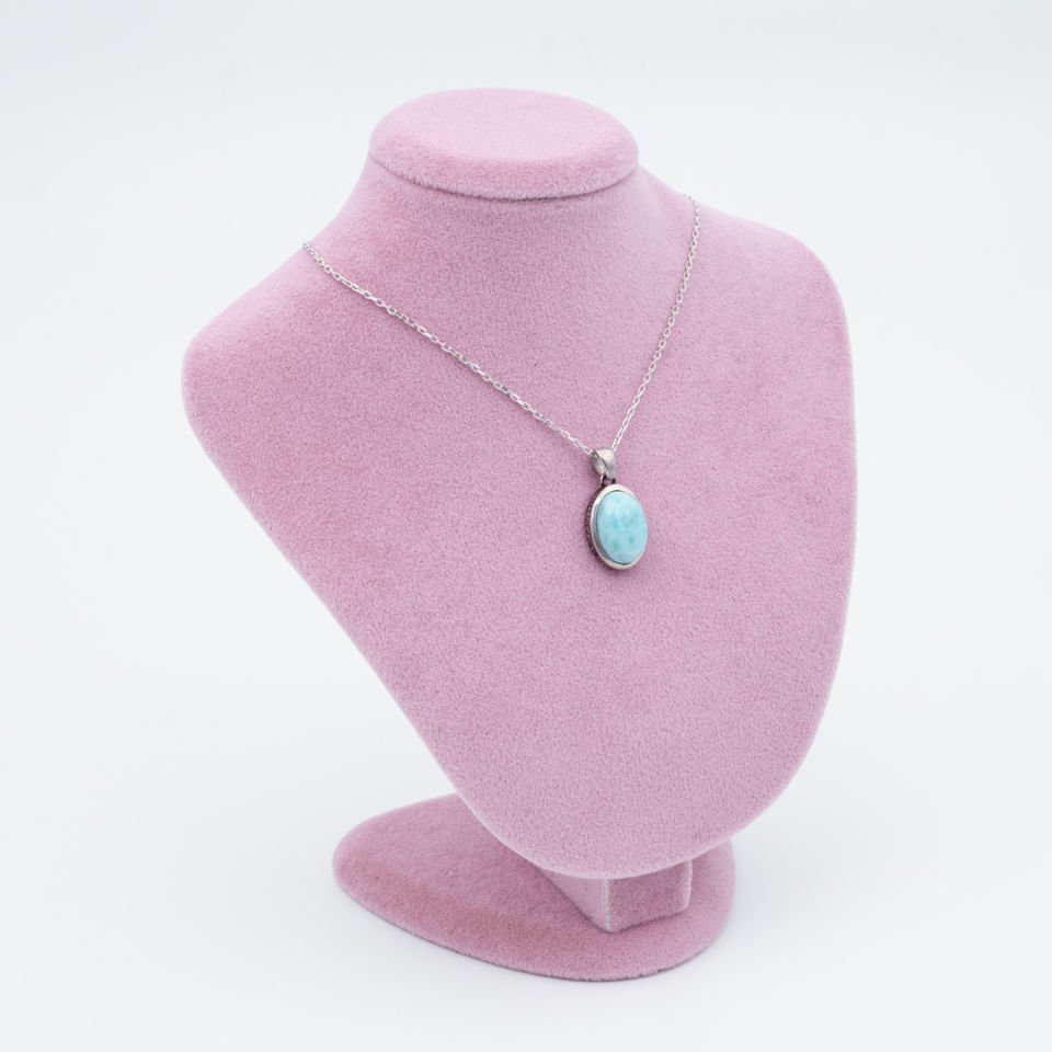 Larimar Doğaltaş 925 Gümüş Ayar Gümüş Kolye