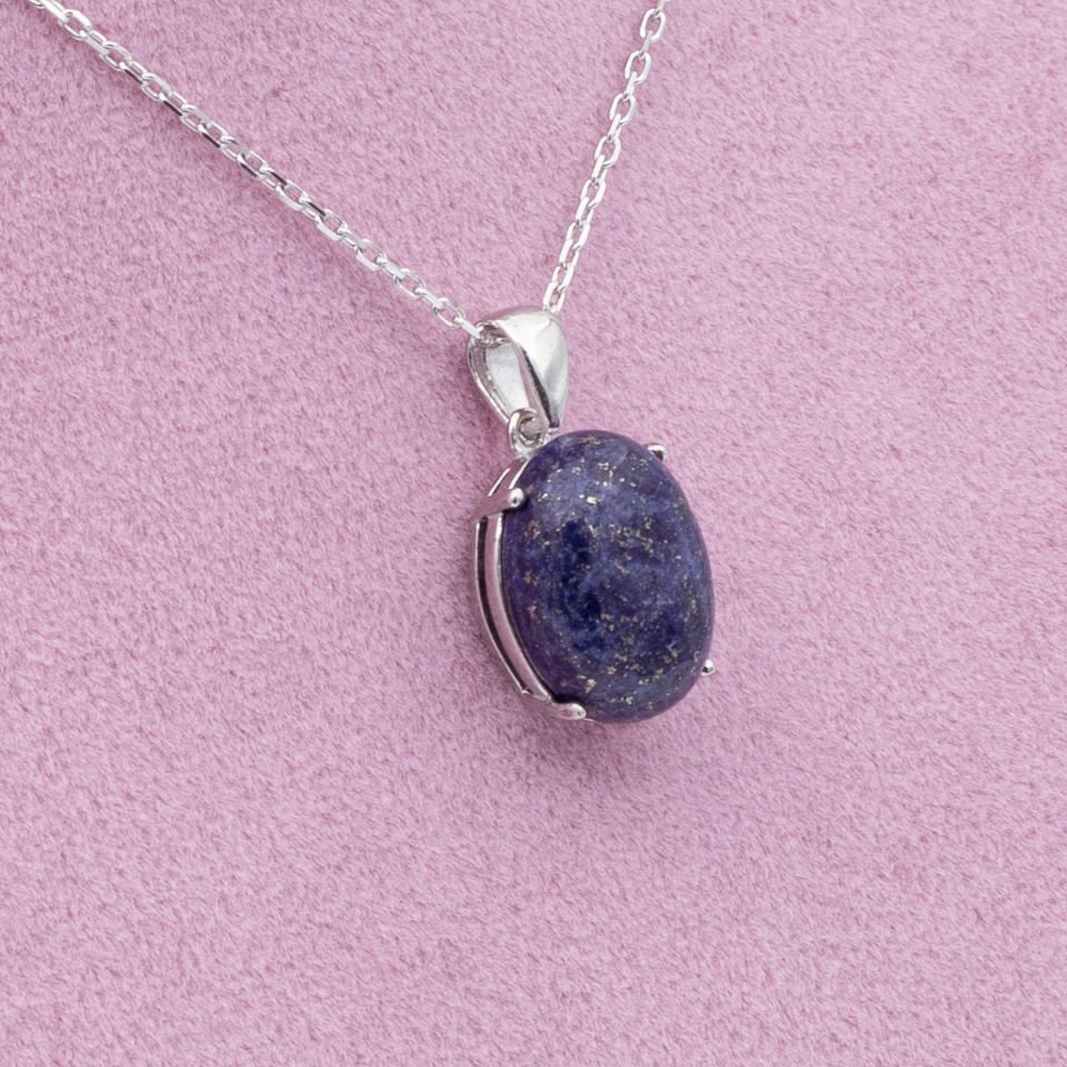 Lapis Lazuli Doğaltaş 925 Gümüş Ayar Gümüş Kolye
