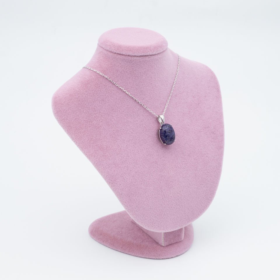 Lapis Lazuli Doğaltaş 925 Gümüş Ayar Gümüş Kolye