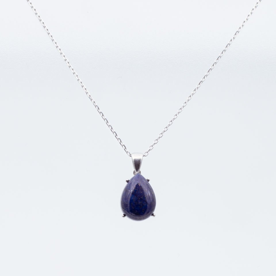 Lapis Lazuli Doğaltaş 925 Gümüş Ayar Gümüş Kolye