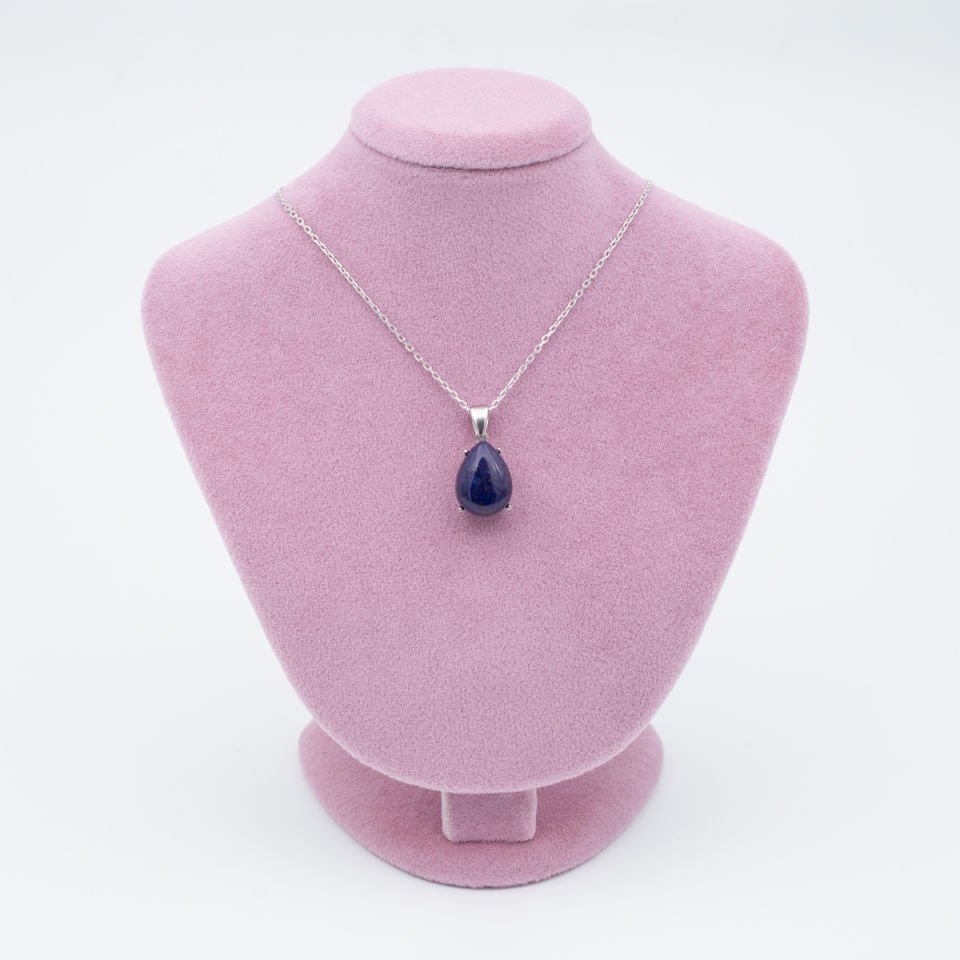 Lapis Lazuli Doğaltaş 925 Gümüş Ayar Gümüş Kolye
