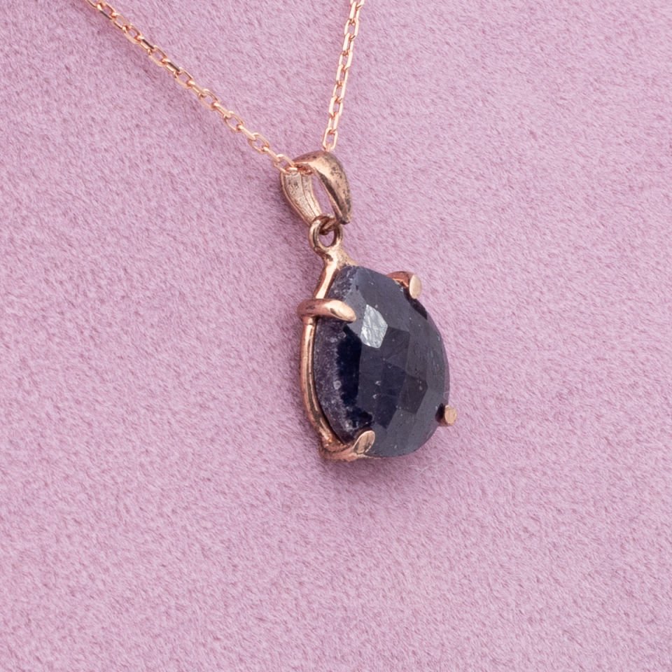 Lapis Lazuli Doğaltaş 925 Gümüş Ayar Gümüş Kolye