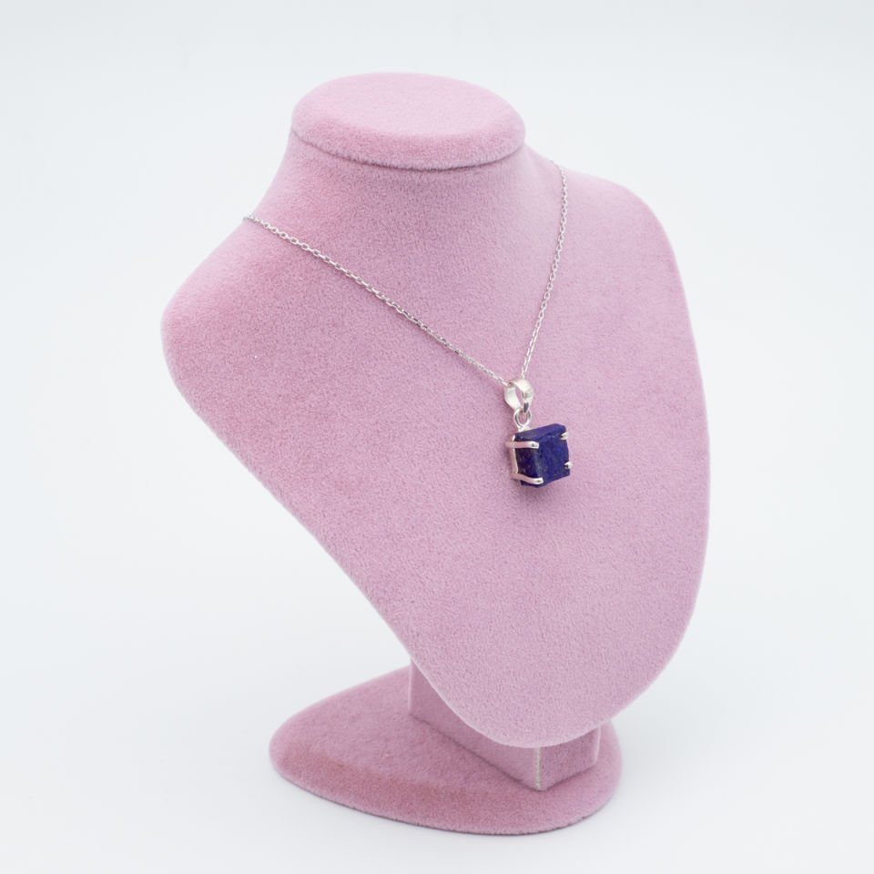 Lapis Lazuli Doğaltaş 925 Gümüş Ayar Gümüş Kolye