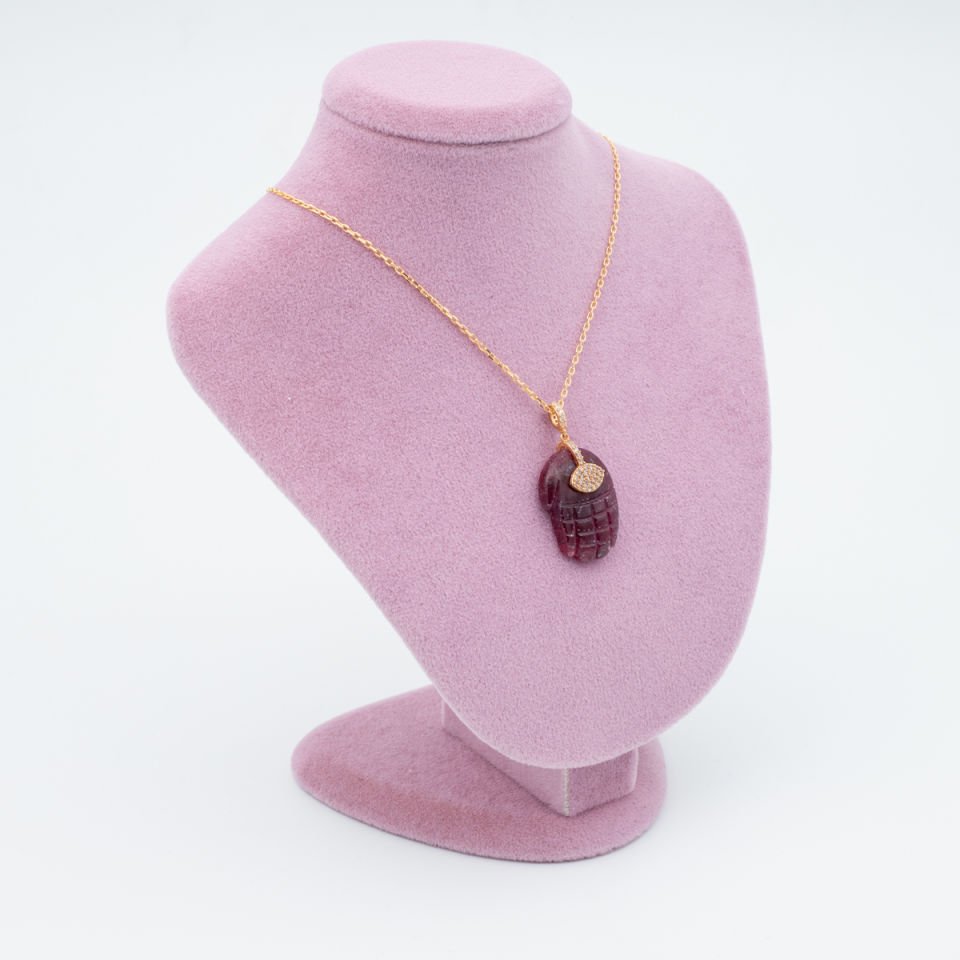 Garnet Lal Garnet 925 Gümüş Ayar Gümüş Kolye