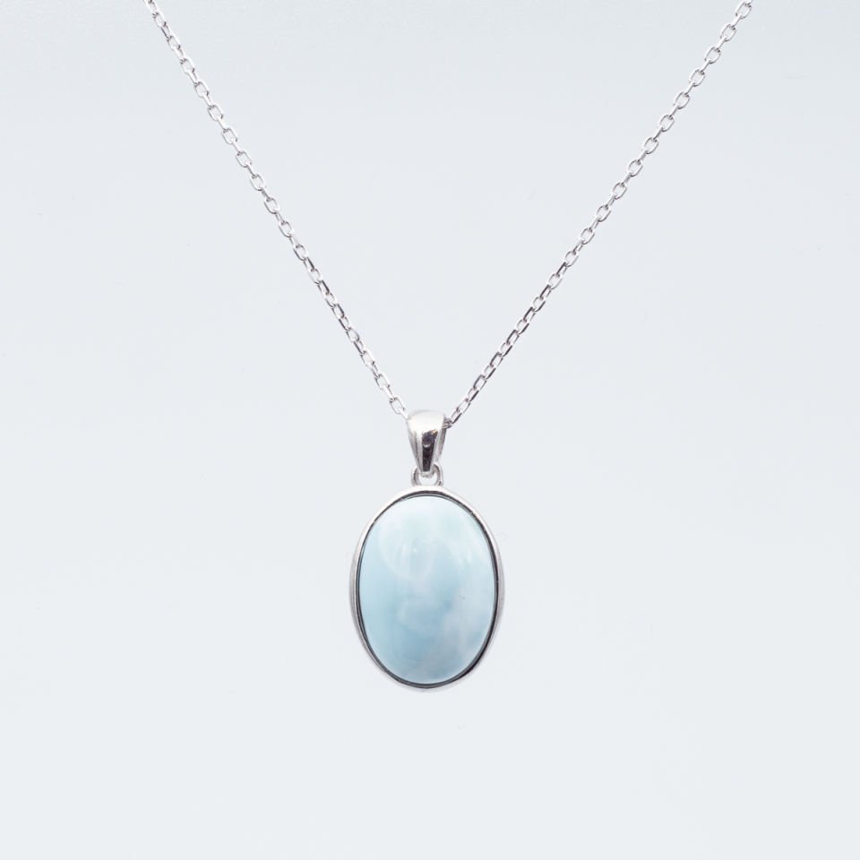 Larimar Doğaltaş 925 Gümüş Ayar Gümüş Kolye