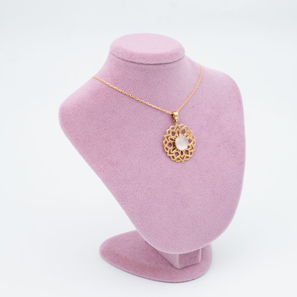 Pembe Kuvars 925 Gümüş Ayar Gümüş Kolye