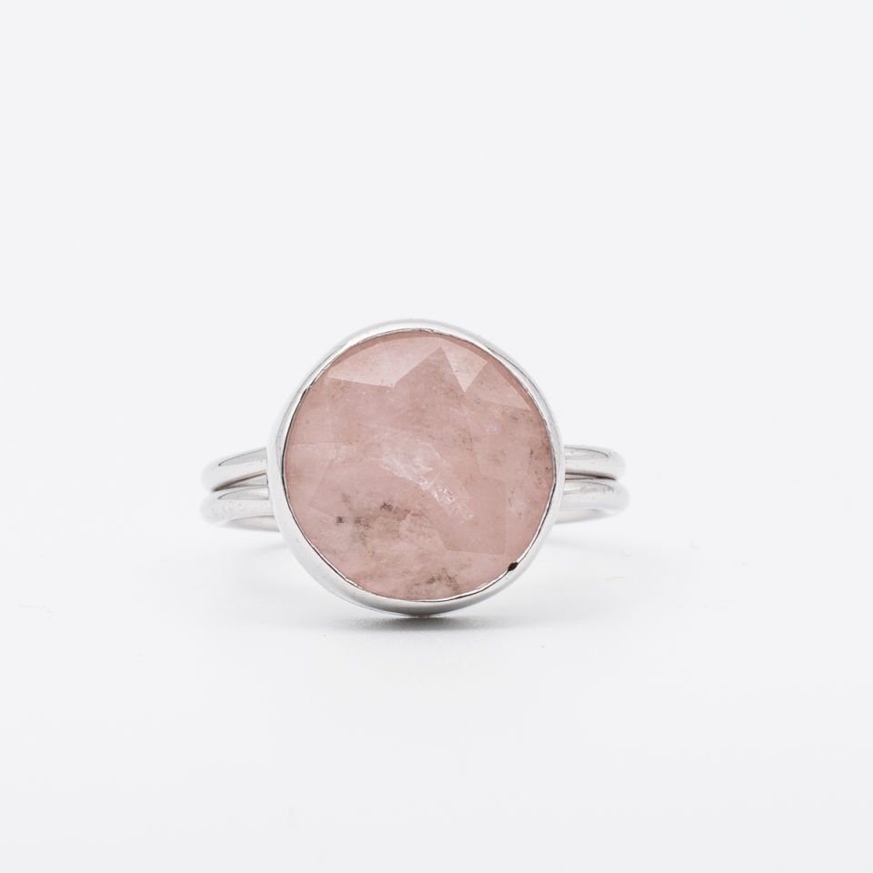 Pembe Kuvars 925 Ayar Gümüş Yüzük