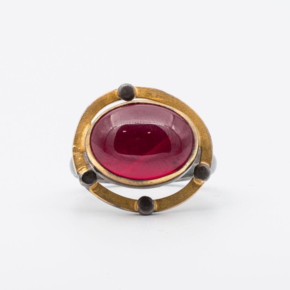 Garnet Lal 925 Ayar Gümüş Yüzük