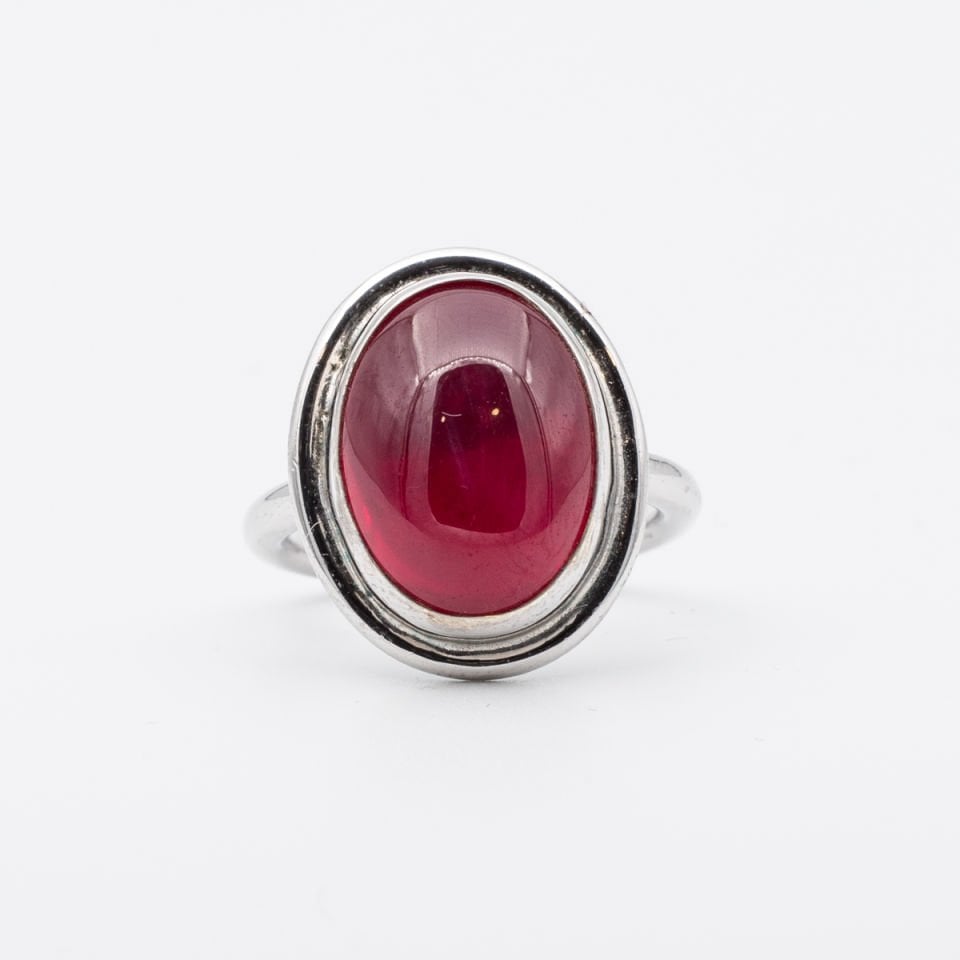 Garnet Lal  925 Ayar Gümüş Yüzük