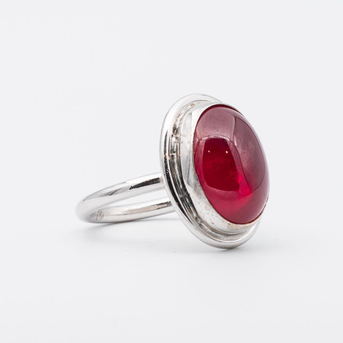 Garnet Lal  925 Ayar Gümüş Yüzük