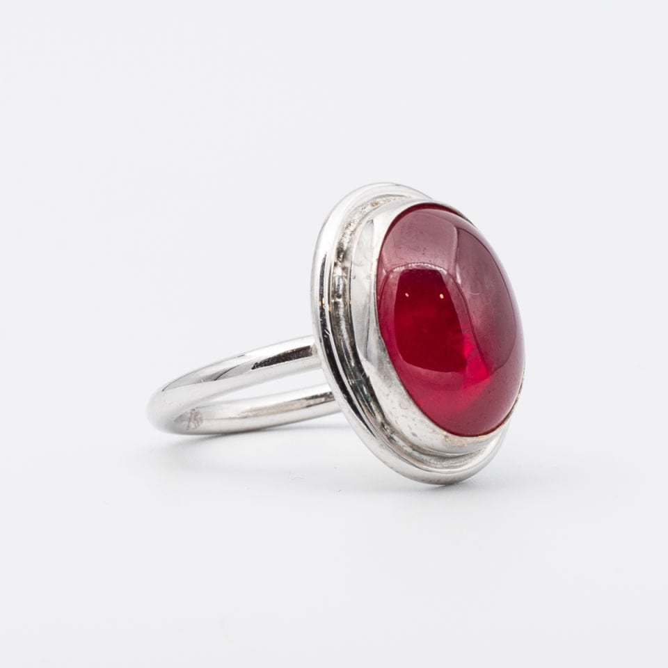 Garnet Lal  925 Ayar Gümüş Yüzük