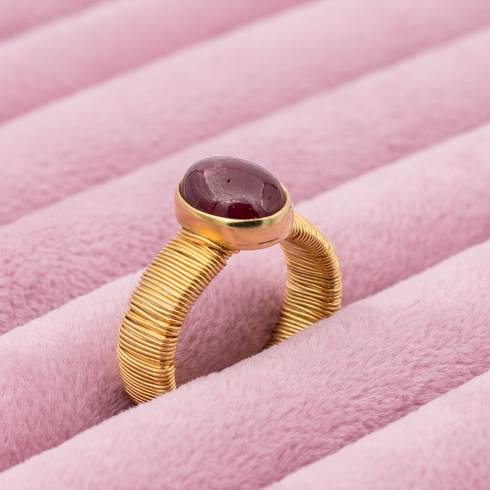 Garnet Lal  925 Ayar Gümüş Yüzük