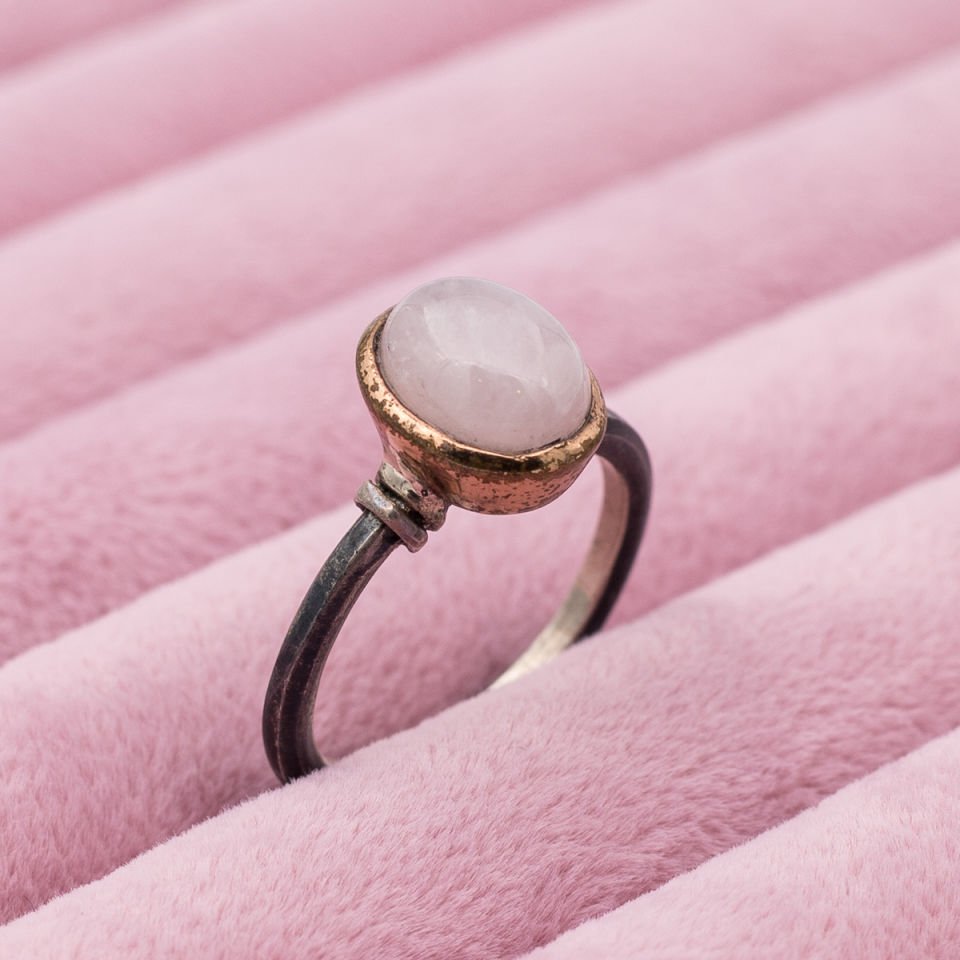 Pembe Kuvars 925 Ayar Gümüş Yüzük