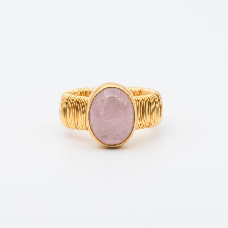 Pembe Kuvars 925 Ayar Gümüş Yüzük