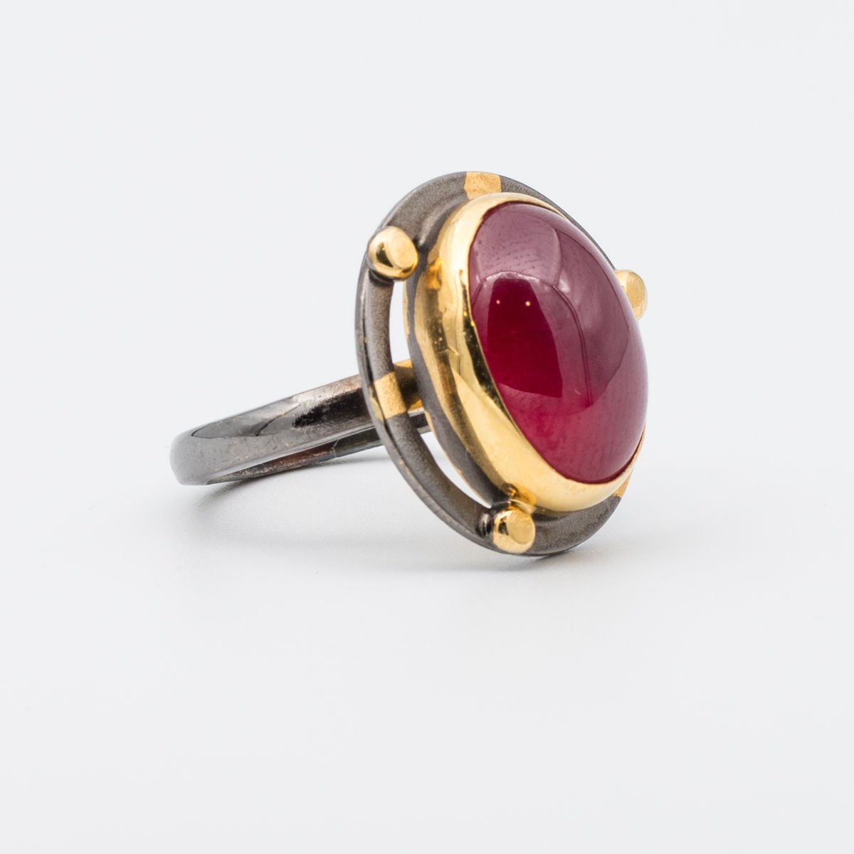 Garnet Lal  925 Ayar Gümüş Yüzük
