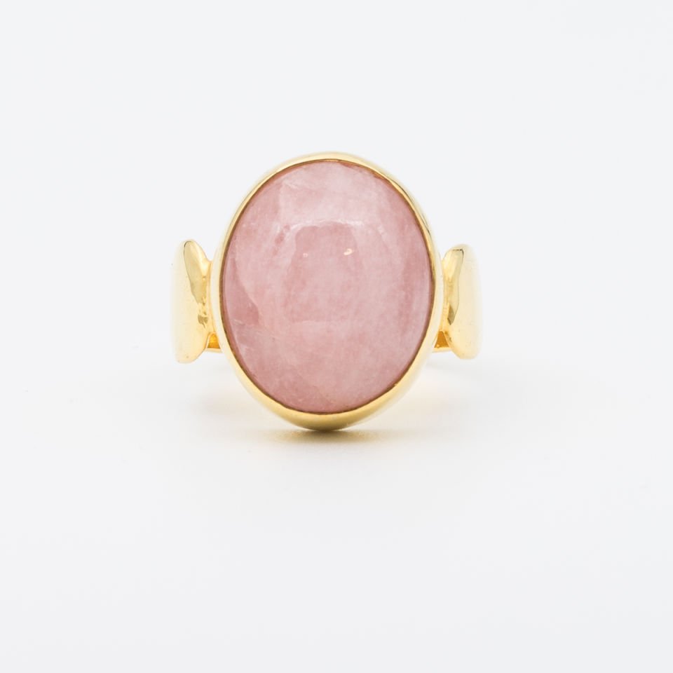 Pembe Kuvars 925 Ayar Gümüş Yüzük