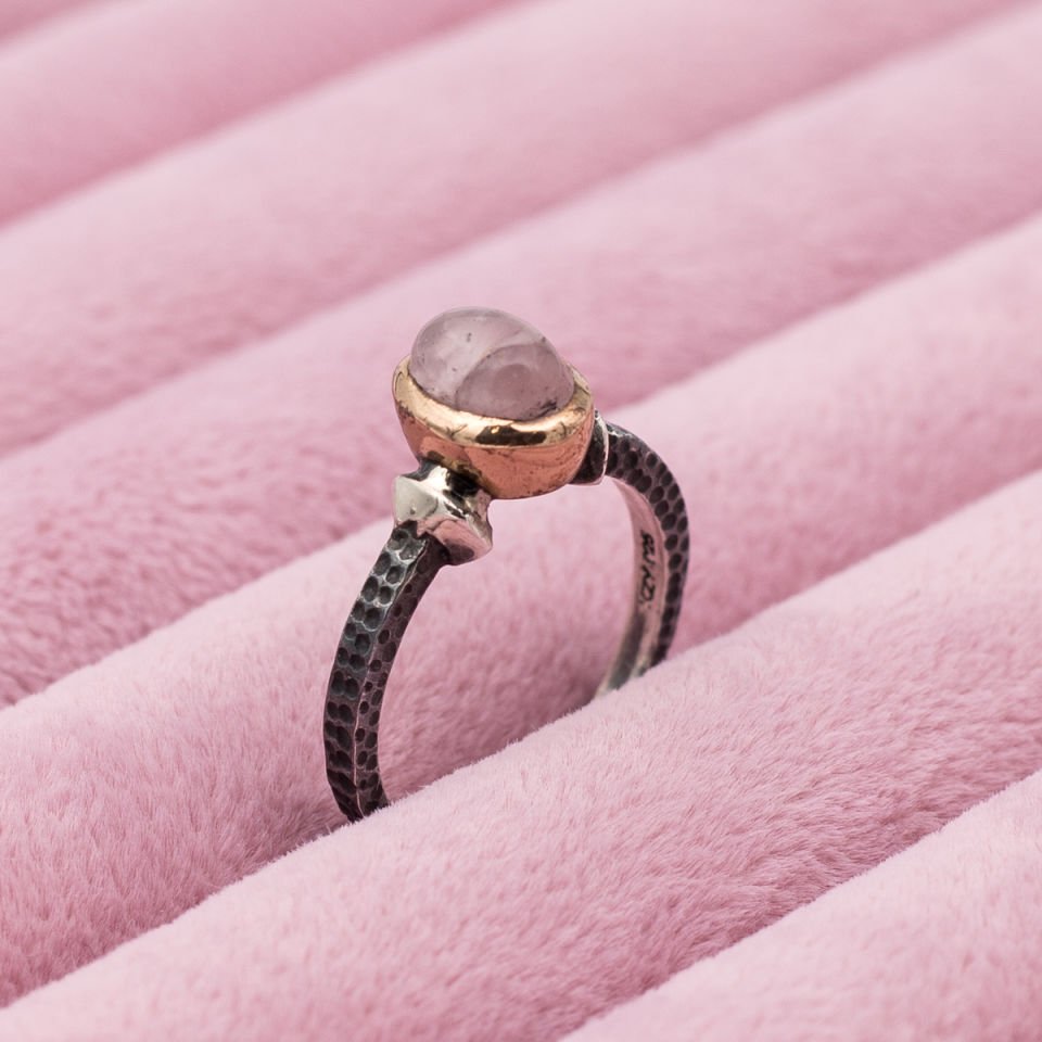 Pembe Kuvars 925 Ayar Gümüş Yüzük