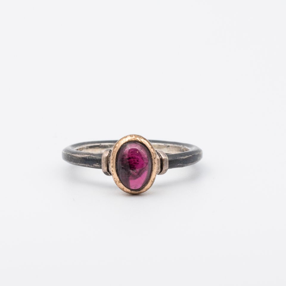 Garnet Lal  925 Ayar Gümüş Yüzük