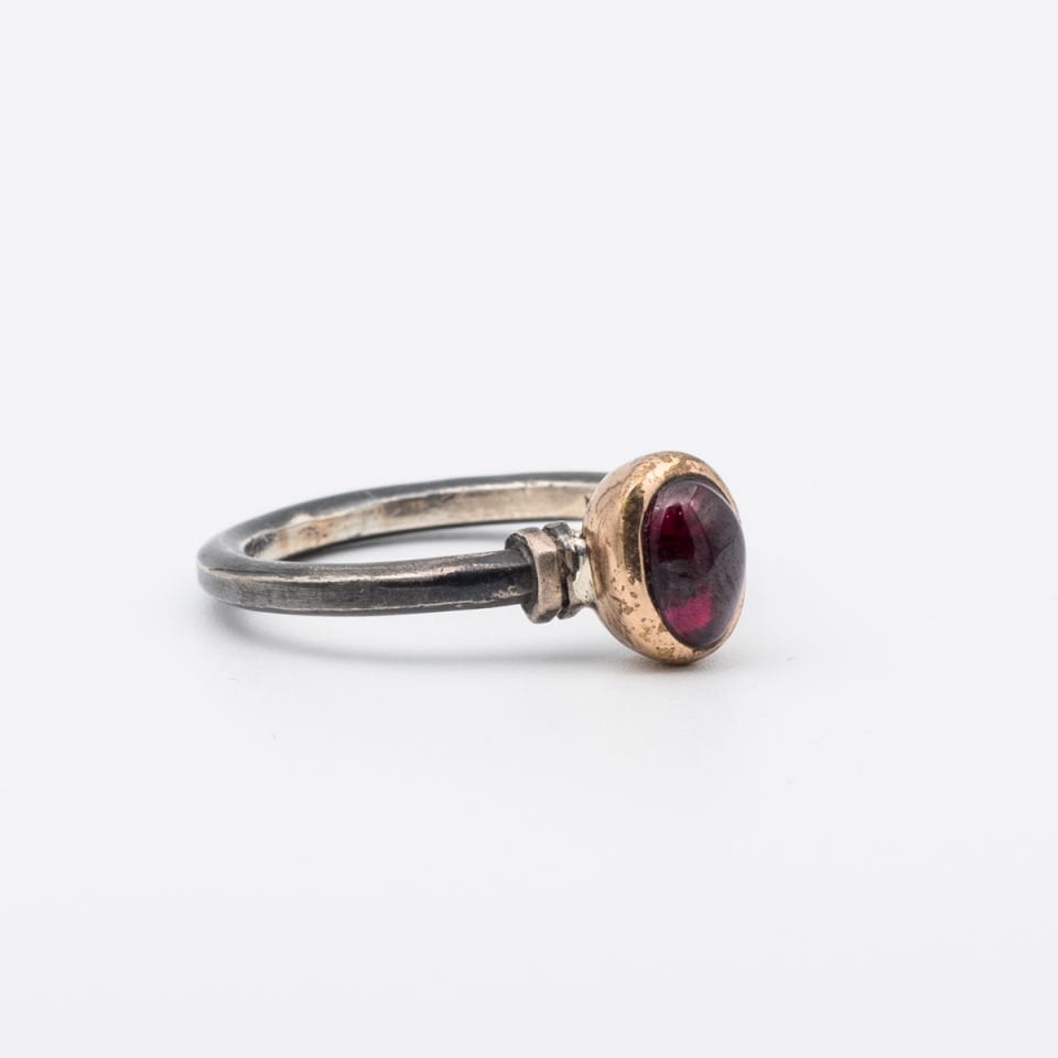 Garnet Lal  925 Ayar Gümüş Yüzük