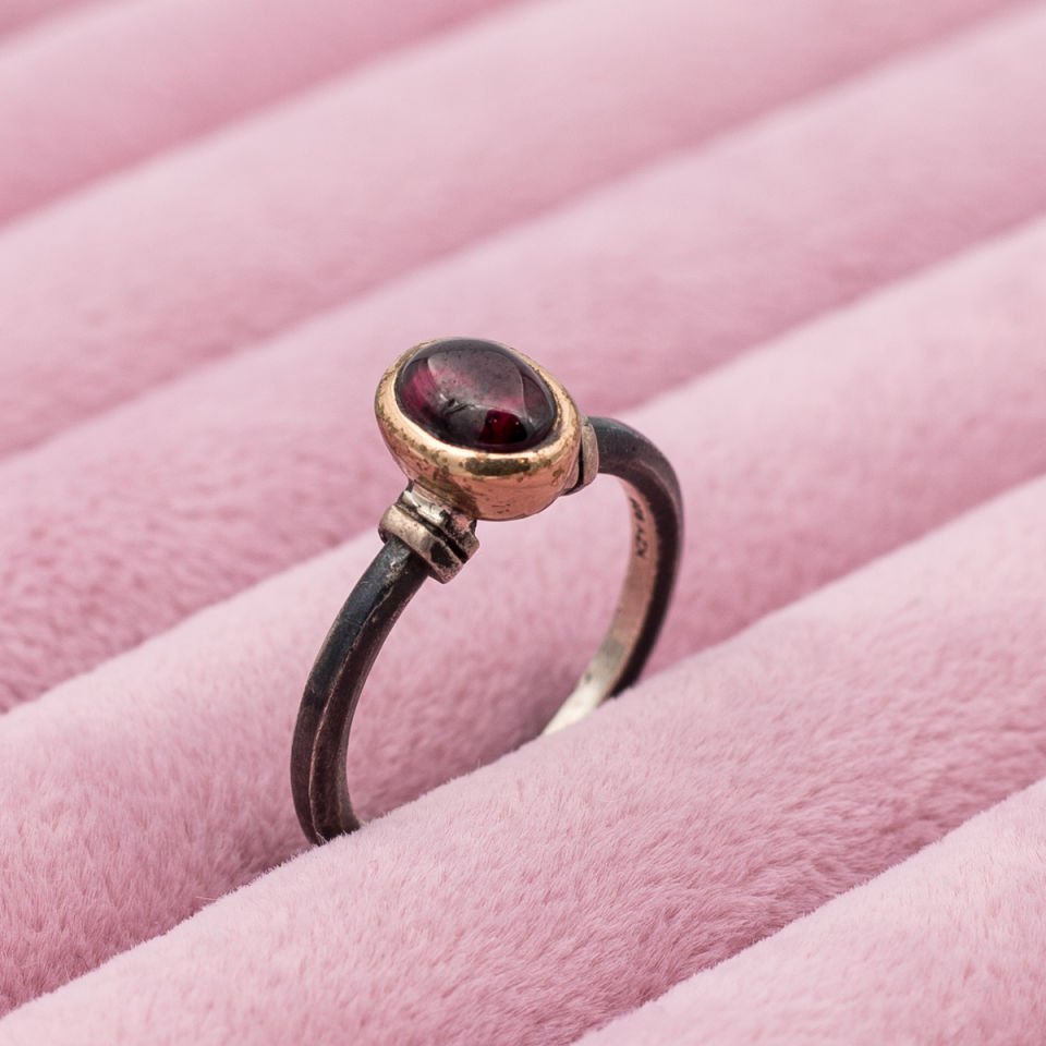 Garnet Lal  925 Ayar Gümüş Yüzük