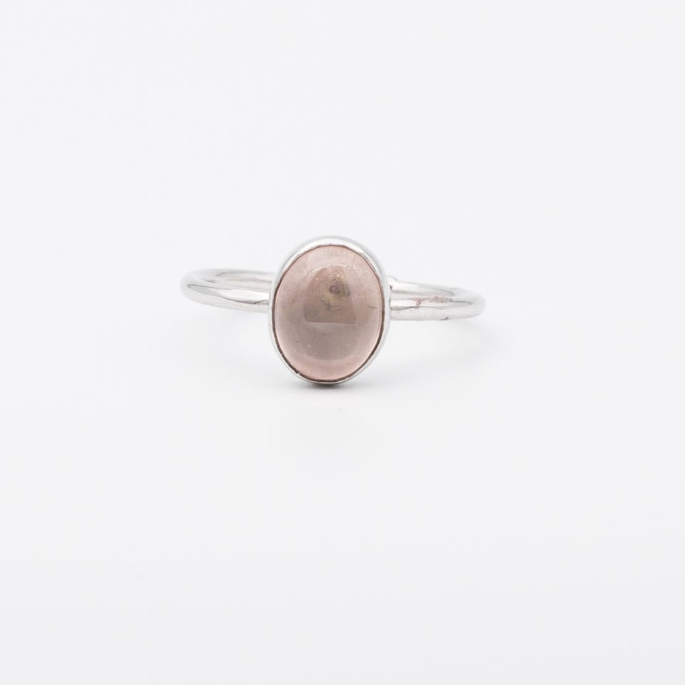 Pembe Kuvars 925 Ayar Gümüş Yüzük