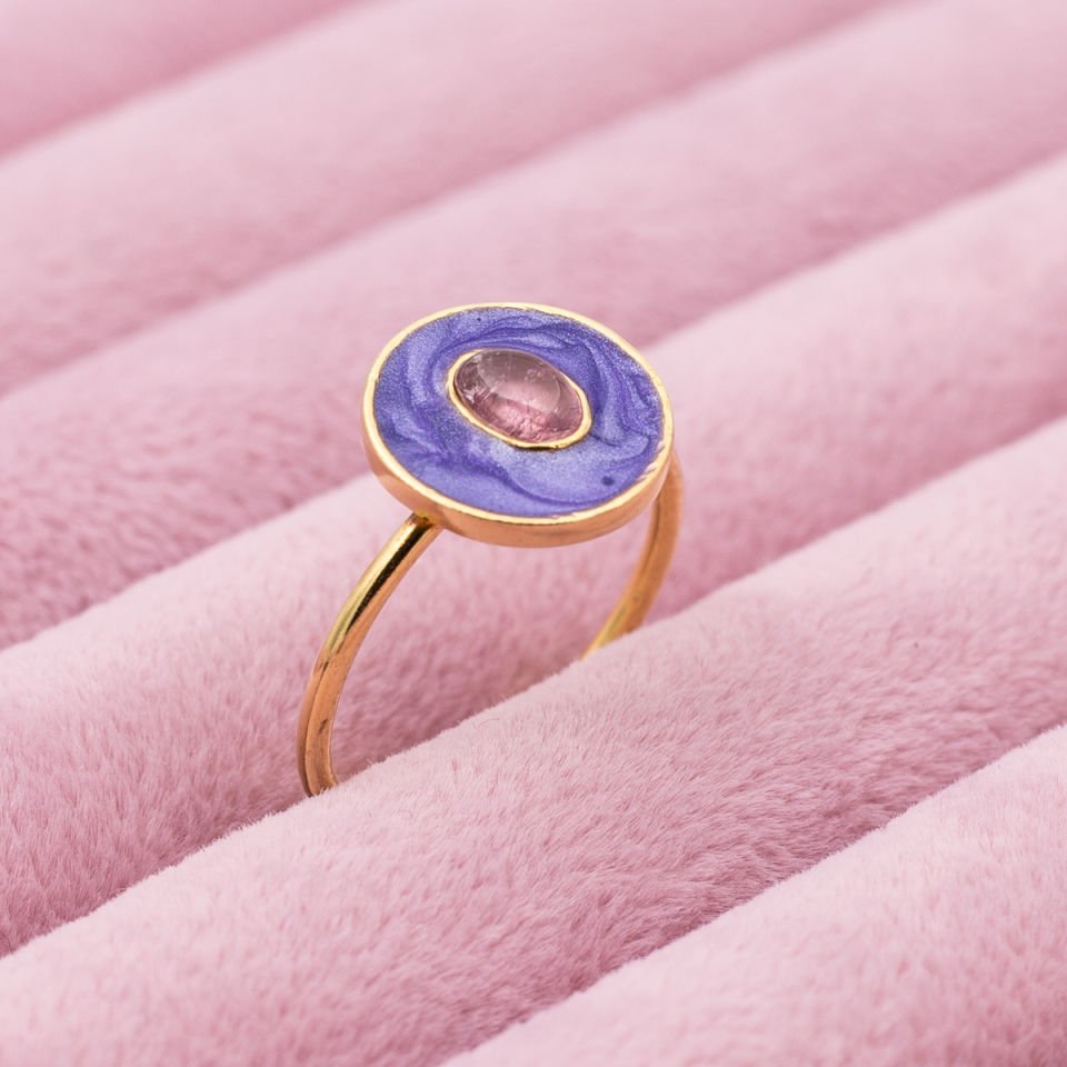 Pembe Kuvars 925 Ayar Gümüş Yüzük