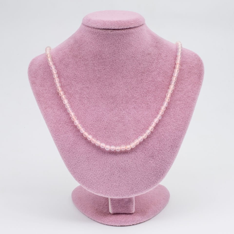 Pembe Kuvars 925 Ayar Gümüş Dizi Kolye