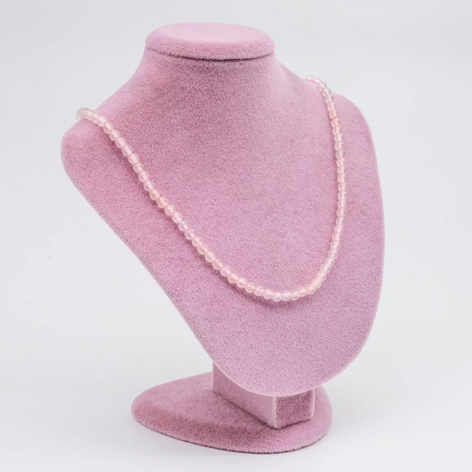 Pembe Kuvars 925 Ayar Gümüş Dizi Kolye
