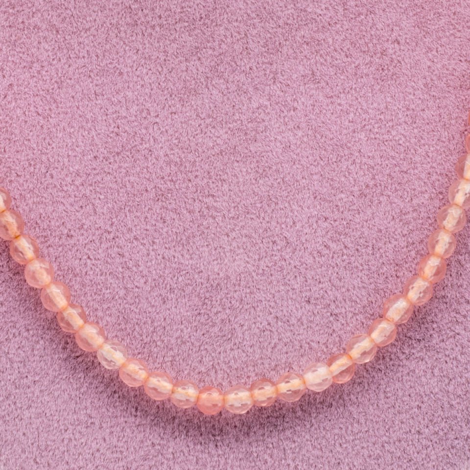 Pembe Kuvars 925 Ayar Gümüş Dizi Kolye