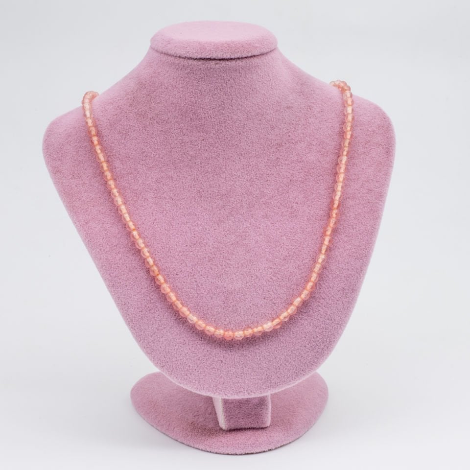 Pembe Kuvars 925 Ayar Gümüş Dizi Kolye