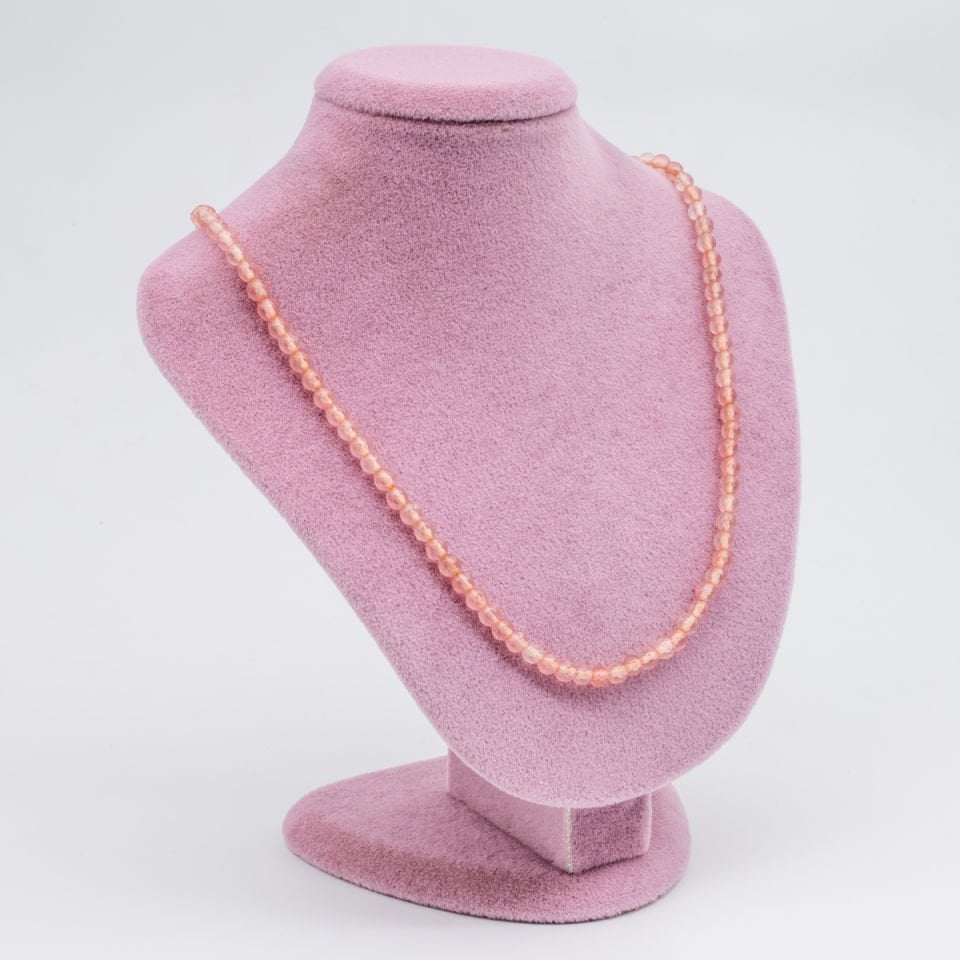 Pembe Kuvars 925 Ayar Gümüş Dizi Kolye