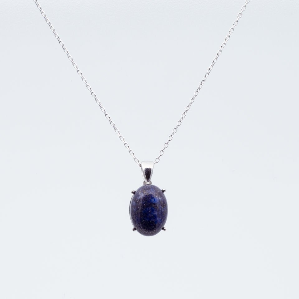 Lapis Lazuli Doğaltaş 925 Gümüş Ayar Gümüş Kolye