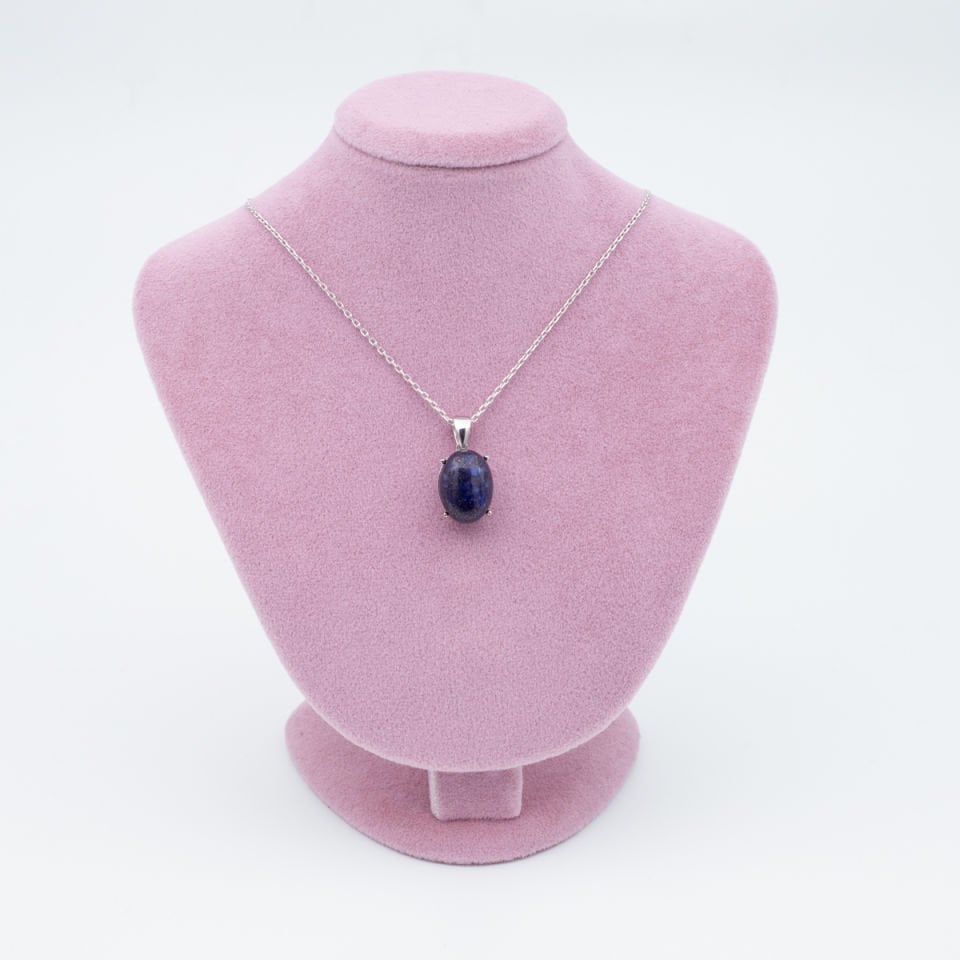 Lapis Lazuli Doğaltaş 925 Gümüş Ayar Gümüş Kolye