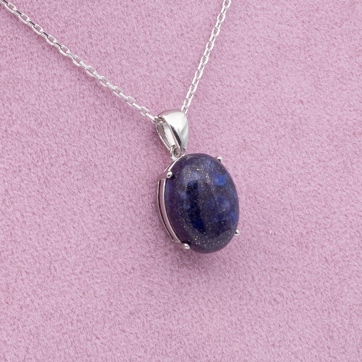 Lapis Lazuli Doğaltaş 925 Gümüş Ayar Gümüş Kolye